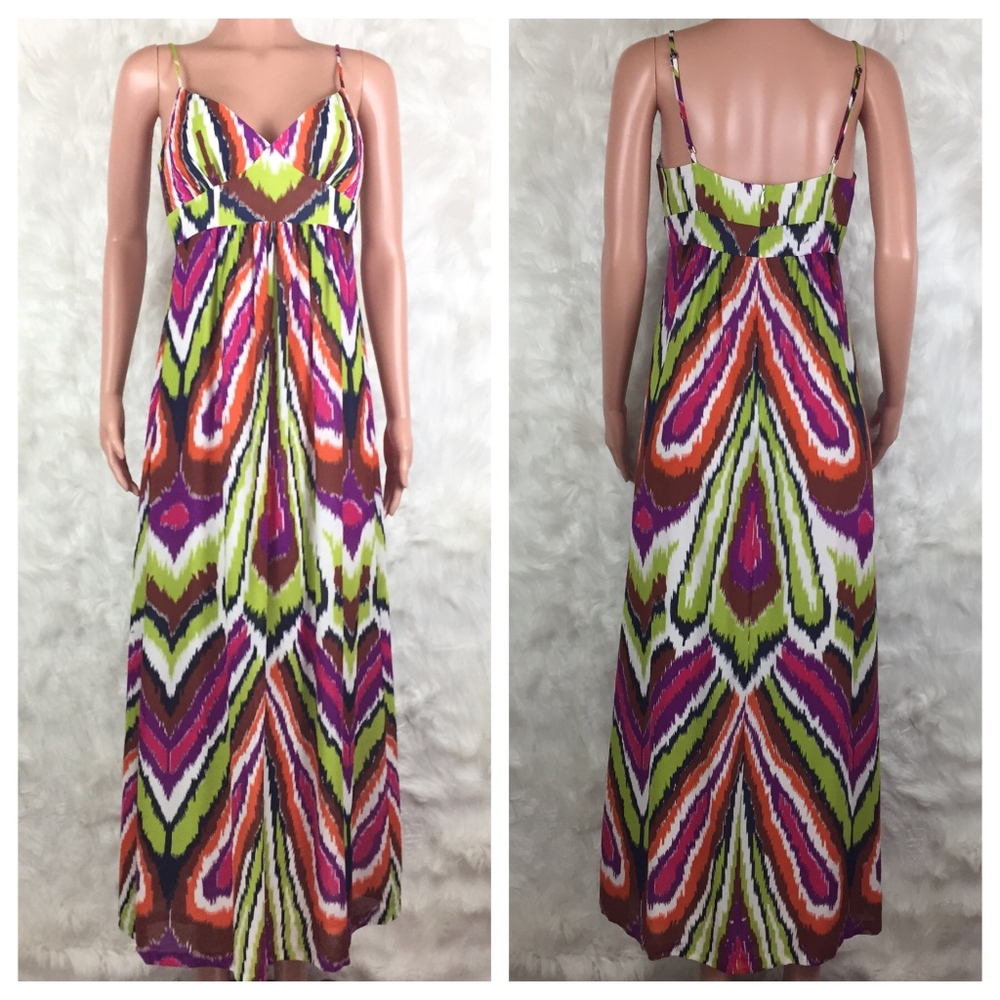 Trina Turk | Silk Maxi Dress Sleeveless V Neck